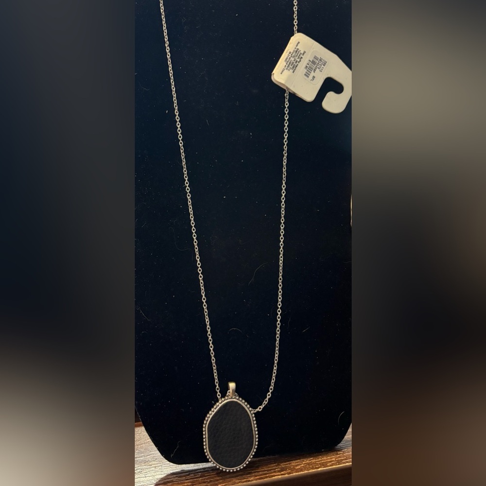 Maurice’s Nickel reversible Red buffalo plaid  & Black silver Pendant Necklace